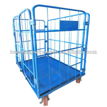 Save space/Easily operated wire mesh cage on 4 wheels with brake (supplier)